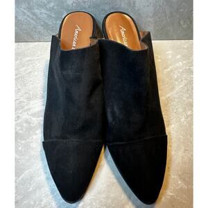 American‎ Eagle Black Mule Point Toe Faux Suede Open Back Women's Size 10